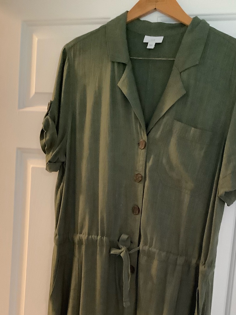 J. Jill Olive Green Linen-Blend Shirt